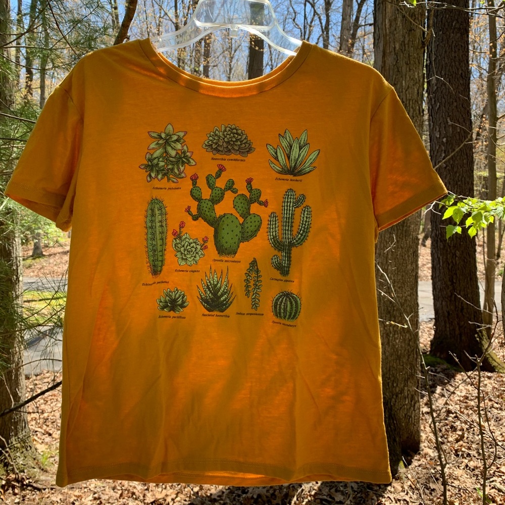Unique Mustard Colored Cactus & Succulent T-Shirt